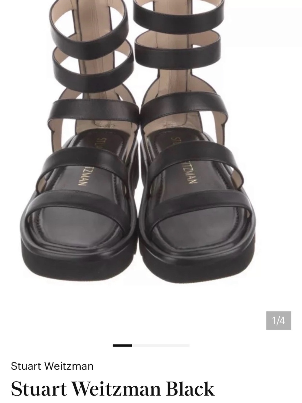Stuart Weitzman Black Multi-Strap Platform Sandals